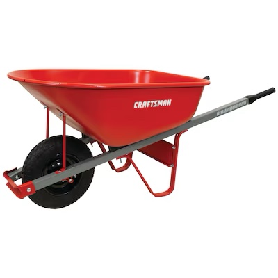 CRAFTSMAN 6-cu ft 1 Wheel Steel Push Wheelbarrow