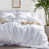 Bedsure 100% Washed Cotton Duvet Cover With Pillow Sham Size: Full Duvet Cover + 2 Standard Shams, Color/Pattern: Bright White