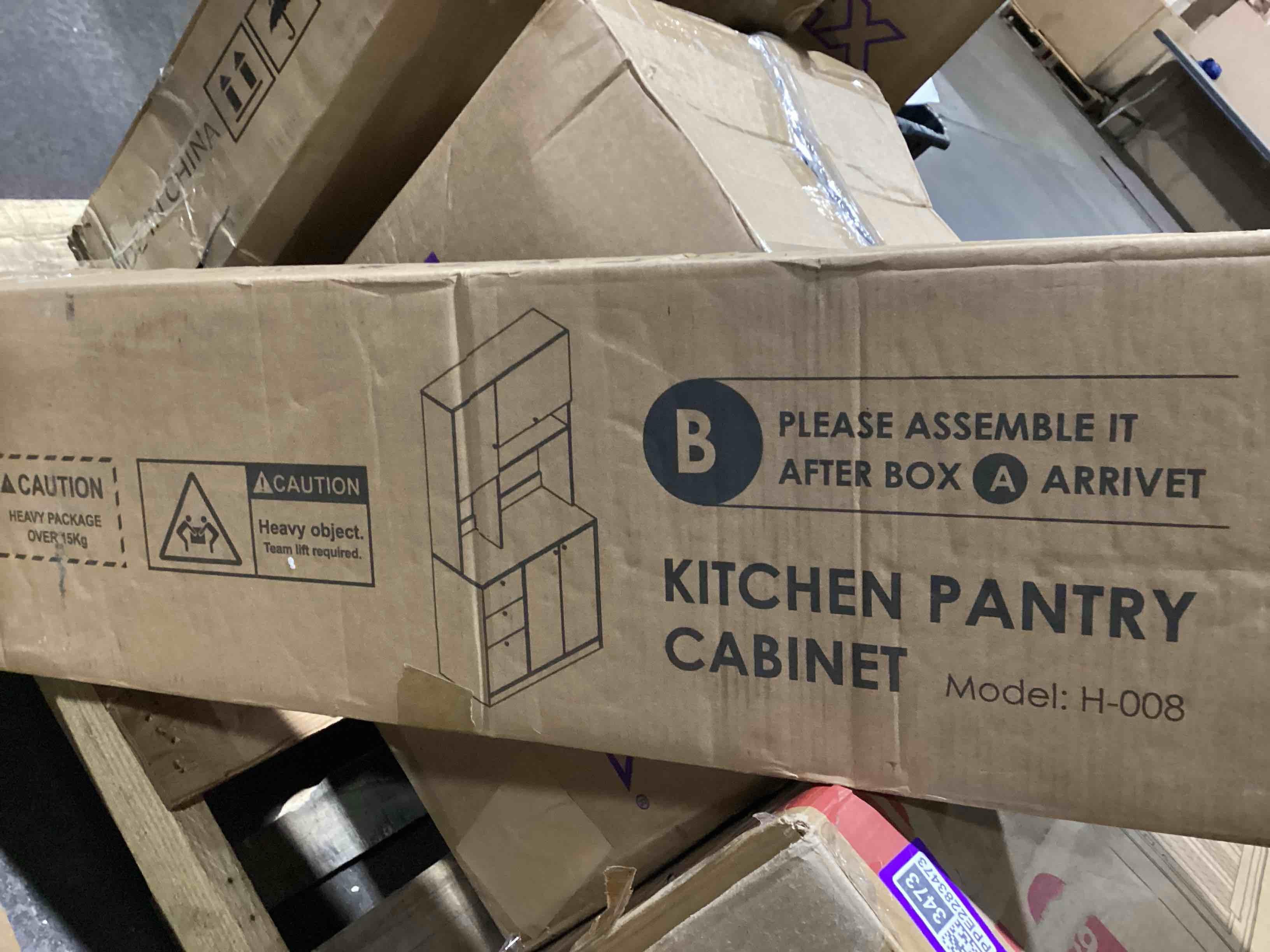 (INCOMPLETE) 71" Kitchen Pantry with 4 Door and 3 Large Drawers With Microwave Shelf