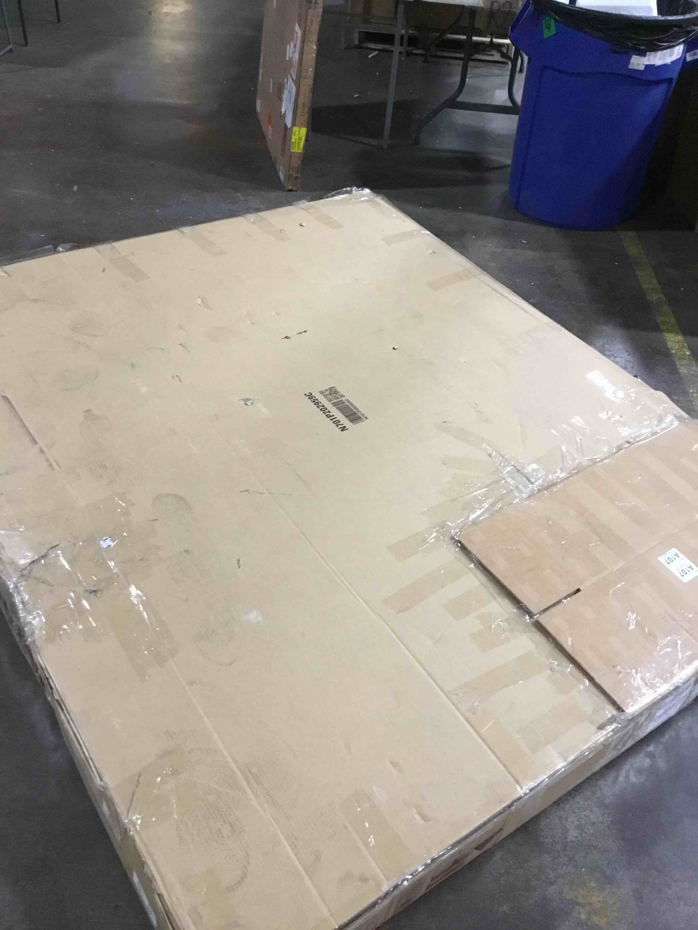 Queen Size Wingback Design Upholstered Bed with 67.5" Tall Vertical Stripe Headboard, Linen Fabric Rubber Wood Platform Bed Frame with Slat Support, Box Spring Needed (Beige-05, Queen)