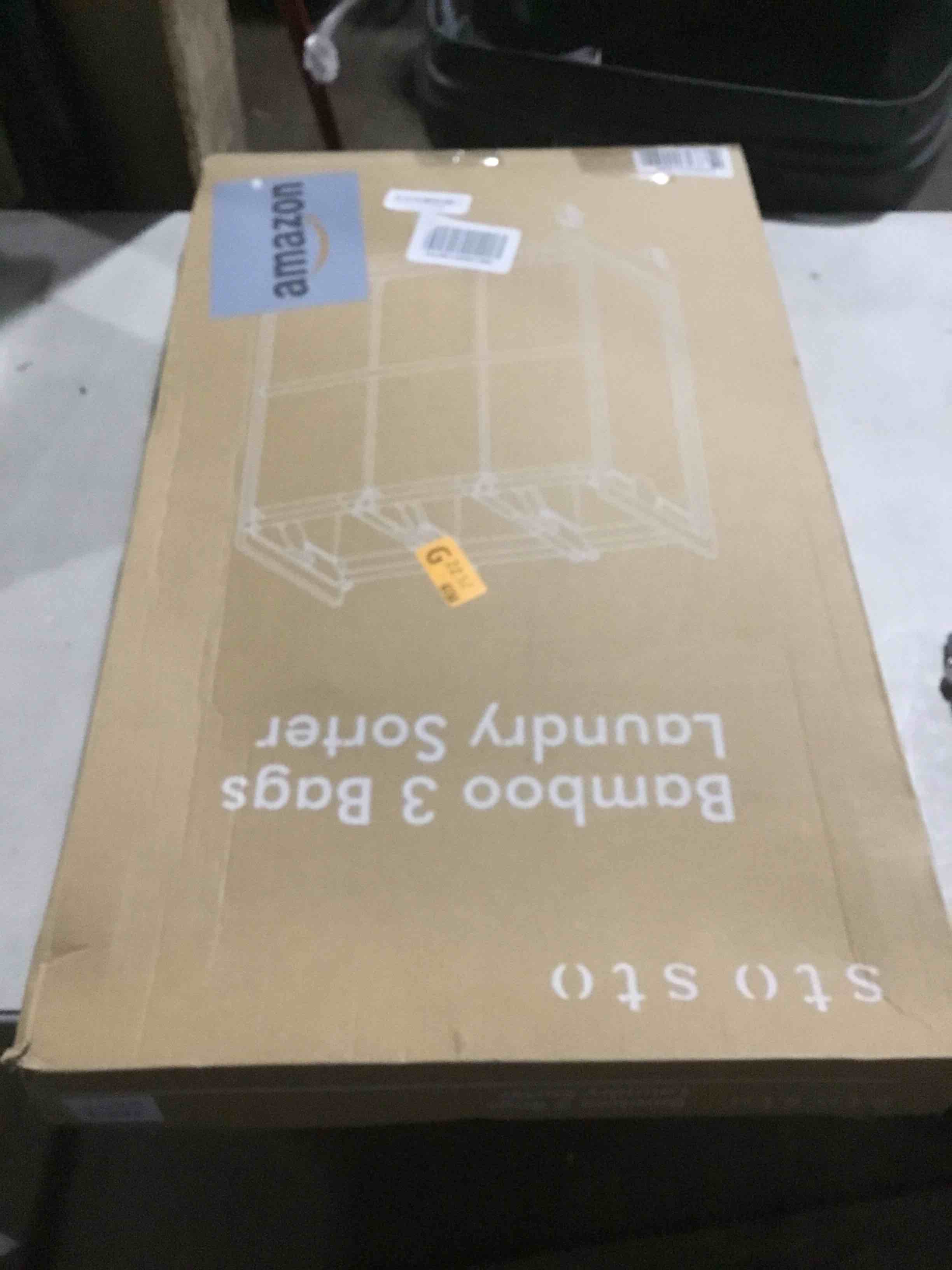 STO STO Laundry Sorter 3 Section with Bamboo Frame, 3 Bag Laundry Hamper, Rolling Laundry Cart Baske