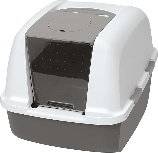 Catit Airsift Jumbo Hooded Cat Litter Pan, Warm Gray/White - Privacy and Easy Access for Cleaning - Ideal for Larger Cat Breeds or Multiple Cat Households, INCOMPLETE, TOP ONLY