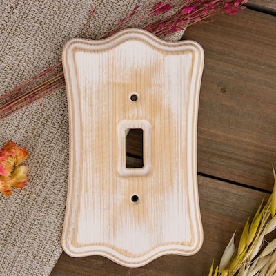 allen + roth LW78TTWW Electrical-Wall-Plates - View #4 Key Features Number of Gangs Number of Gangs: 2 Type Type: Toggle Material Material: Wood allen + roth 2-Gang Standard Size Distressed White Wood Indoor Toggle Wall Plate (set of 4)