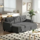 (INCOMPLETE) (BOX 2 OF 2) Homall 79" W L-Shaped Sofa Foldable Sofa Bed Reversible Sleeper Sectional Sofa with Storage Recliner, Dark Grey