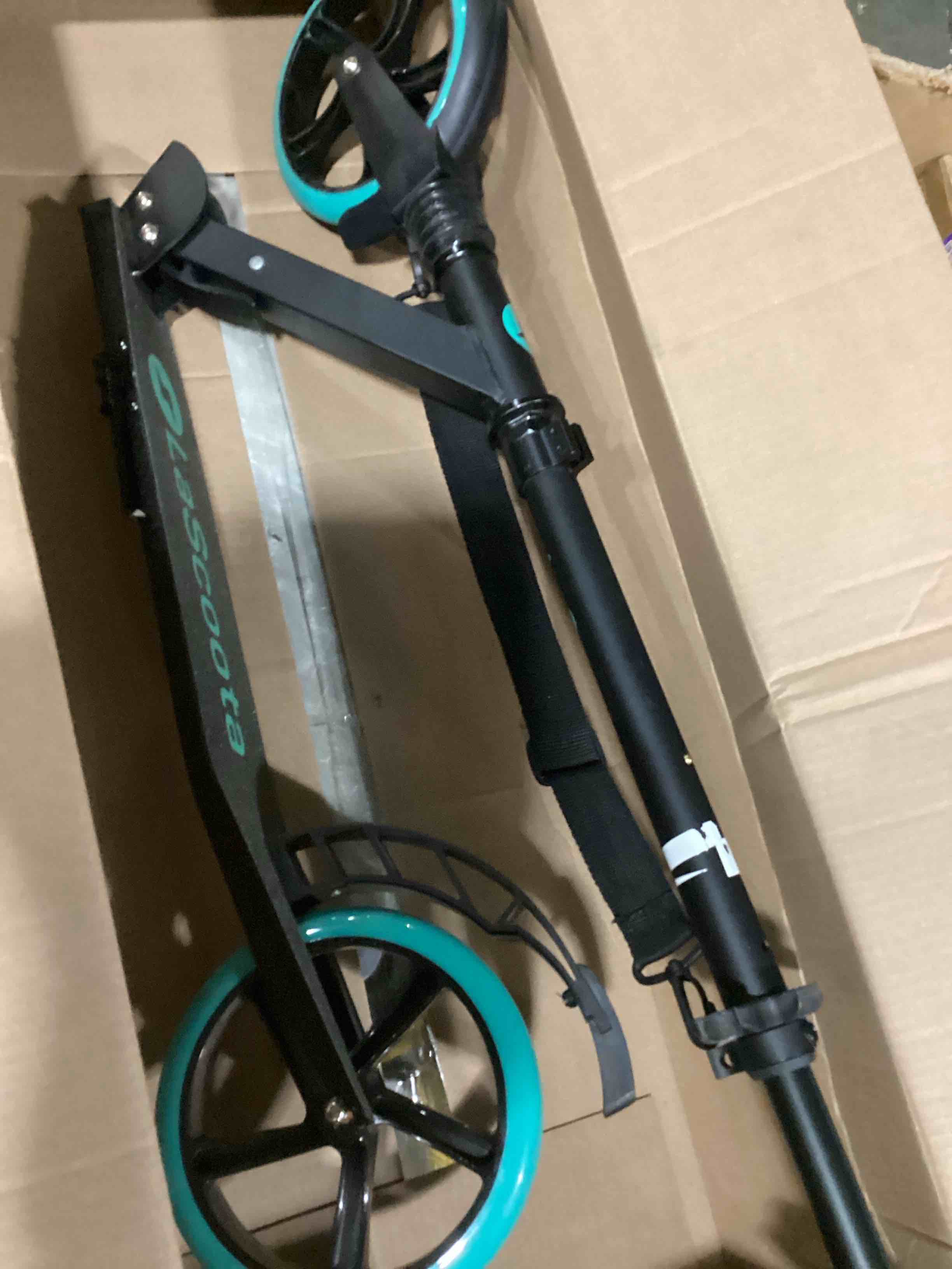 Condition photo showing As Is for LaScoota Kick Scooter for Kids Ages 6+, Teens & Adults, Large 8" Sturdy Urethane Wheels. Adjustable Handlebar, Lightweight, Foldable, 220lbs Max Load