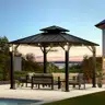 ((INCOMPLETE BOX 2 OF 3 )) Harlem 10 Ft. W x 10 Ft. D Steel Double Tier Hard Top Gazebo with LED Lights per Post