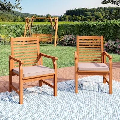 Sunshine Valley Set of 2 Wood Wood Frame Stationary Dining Chair with Beige Olefin 
