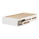 Bloom Storage Bed with 3 Drawers White and Faux Printed Rattan