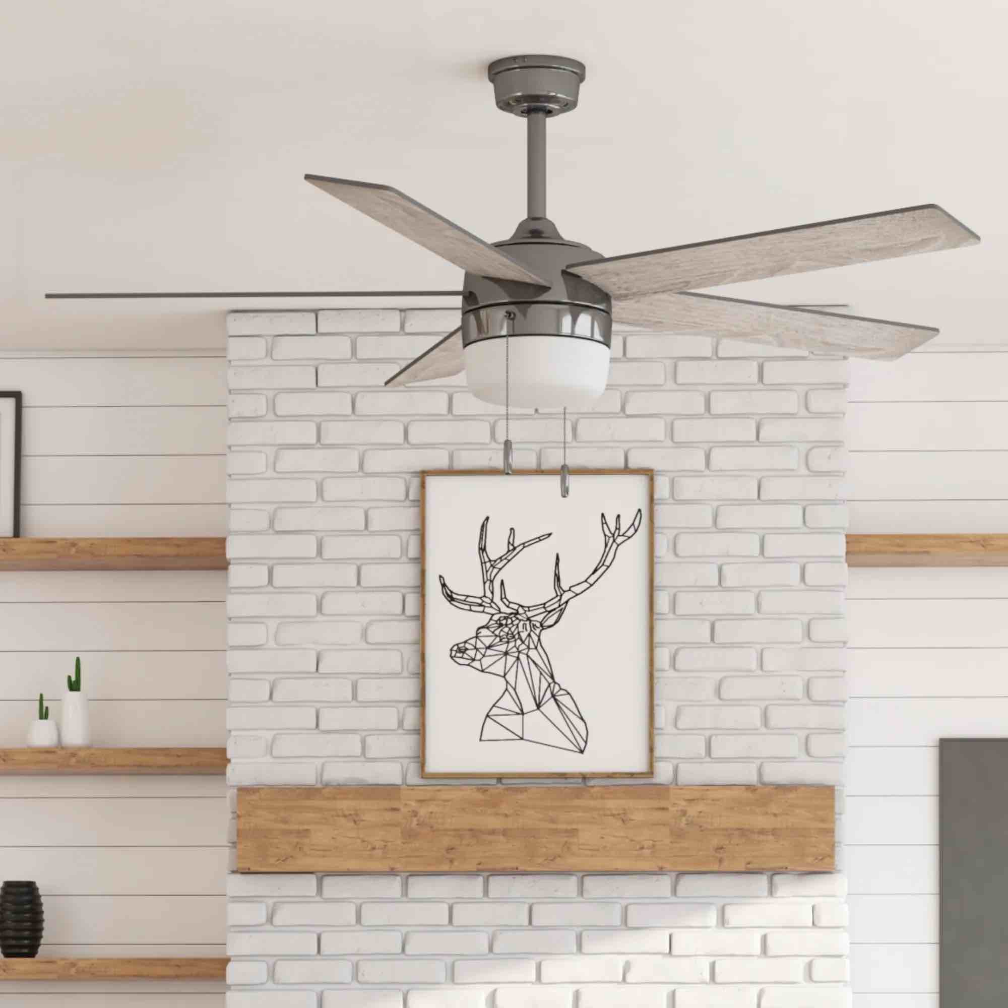 Newbern 52-in Integrated LED Gun metal with Mink/driftwood Blades Ceiling Fan With Light ( 5 -Blade ) | - Harbor Breeze 42232