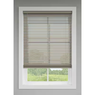 LEVOLOR 2-in Slat Width 27-in x 64-in Cordless Greige Faux Wood Room Darkening Horizonta