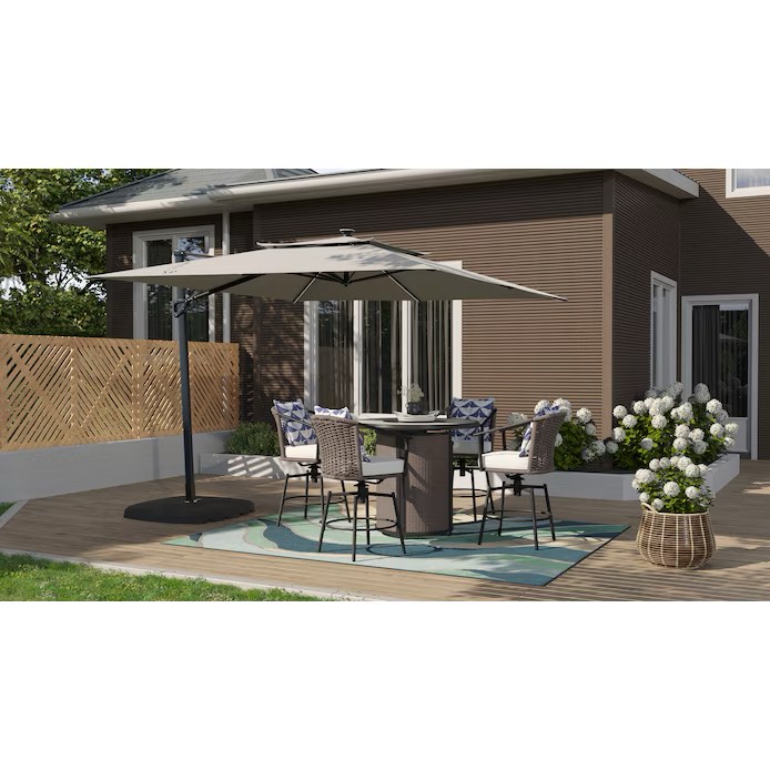 ( incomplete) ( only the table) allen + roth Sedge brook 5-Piece Patio High Fire Dining Set with Cream Cushions