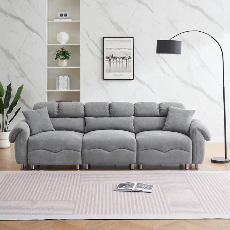 ((INCOMPLETE ONLY PARat )) Aniessa Fixed Sofa Body Fabric: Gray Velvet, Size: 39.8" H x 78" W x 25" D