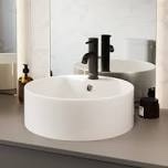 Swiss Madison Monaco 21.81" White Stone Circular Wall Mount Bathroom Sink with Overflow