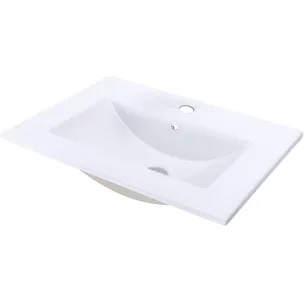 ALFI brand 23-5/8" Rectangular Porcelain Drop In Bathroom Sink with Overflow and 1 Faucet Holes at 0" Centers