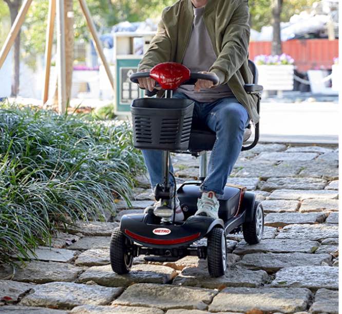 Metro Mobility Scooter, Powered 4 Wheel Mobility Scooters for Adults/Seniors, 300 lbs Capacity, w/Charger and 2 Detachable Lead-Acid Batteries-M1 Red