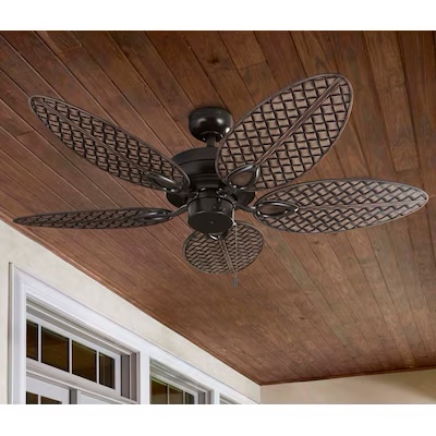  Harbor Breeze Tilghman II 52-in Outdoor Downrod or Flush Mount Aged Bronze with Brown Blades 