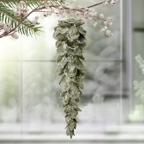 ((SIMILAR))Dried Pod Christmas Tree Ivory Glitter Snow Rustic Chippy 15” Flaw