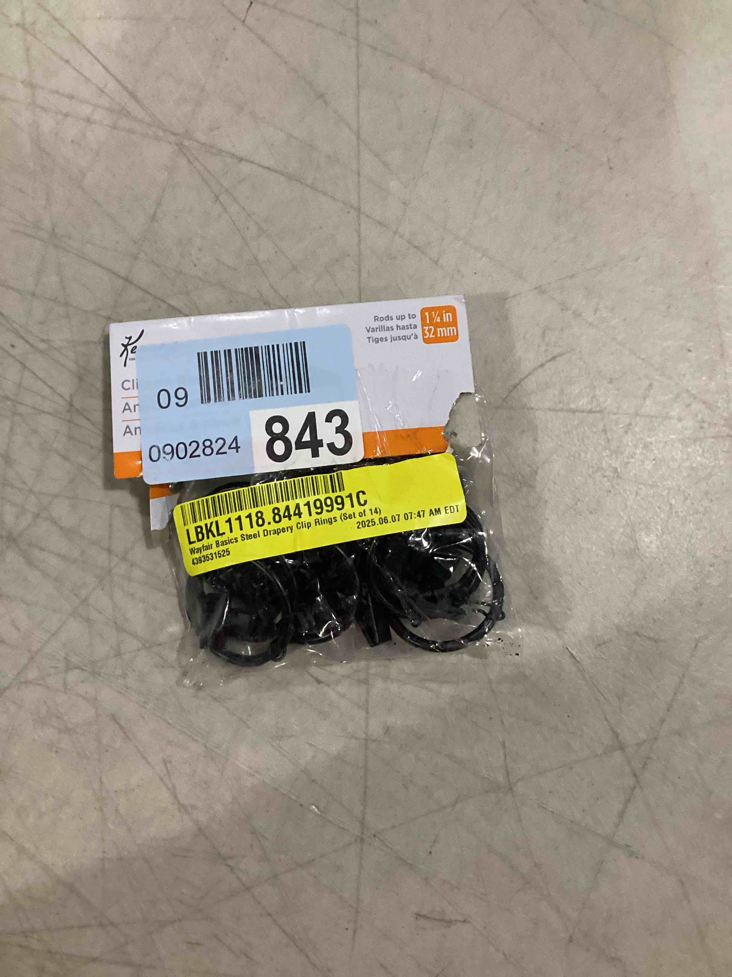 Condition photo showing Good Condition for Kenney Curtain Clip Ring, for 1" or 1-1/4" Diameter Rods, Black, 14 Count