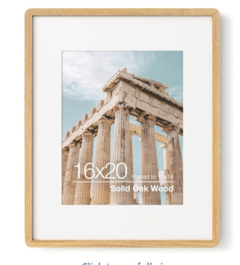 FLYJOE 16 x 20 Picture Frame - Solid Teak Wood 16x20 Poster Frame, 16''x20'' Picture Frame With Mat  pack of 3