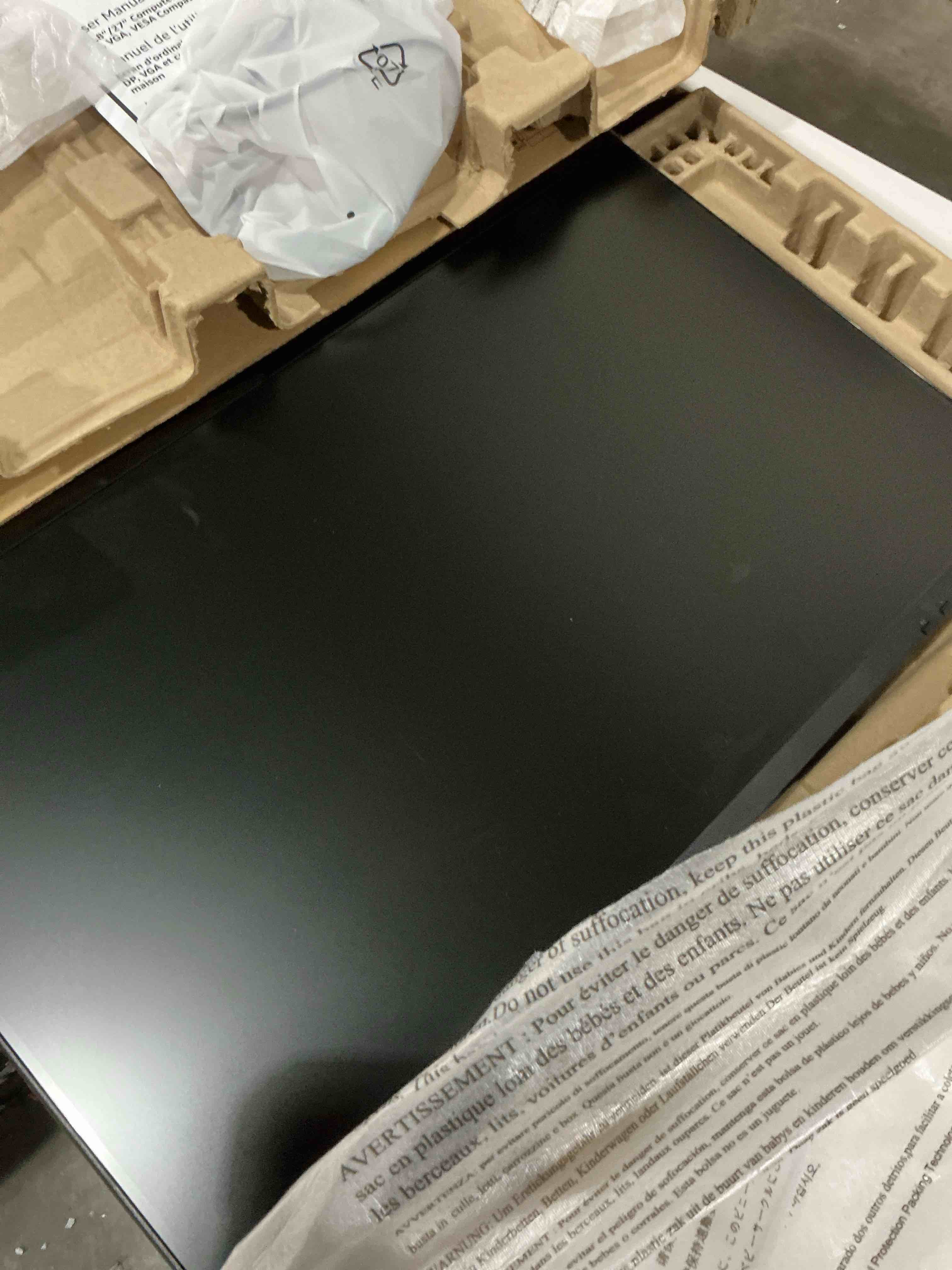 Condition photo showing As Is for Amazon Basics 27-inch Computer Monitor 120 Hz, 1080P, HDMI, DP, VGA, VESA Compatible for Office,Home 27in