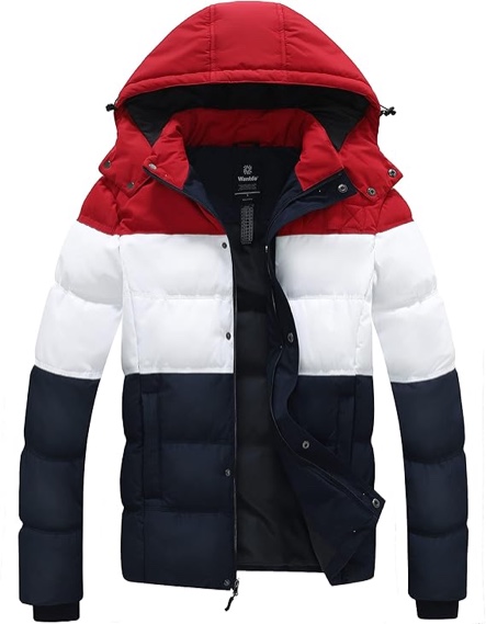 wantdo men's hooded winter coat warm puffer jacket thicken cotton coat with removable hood