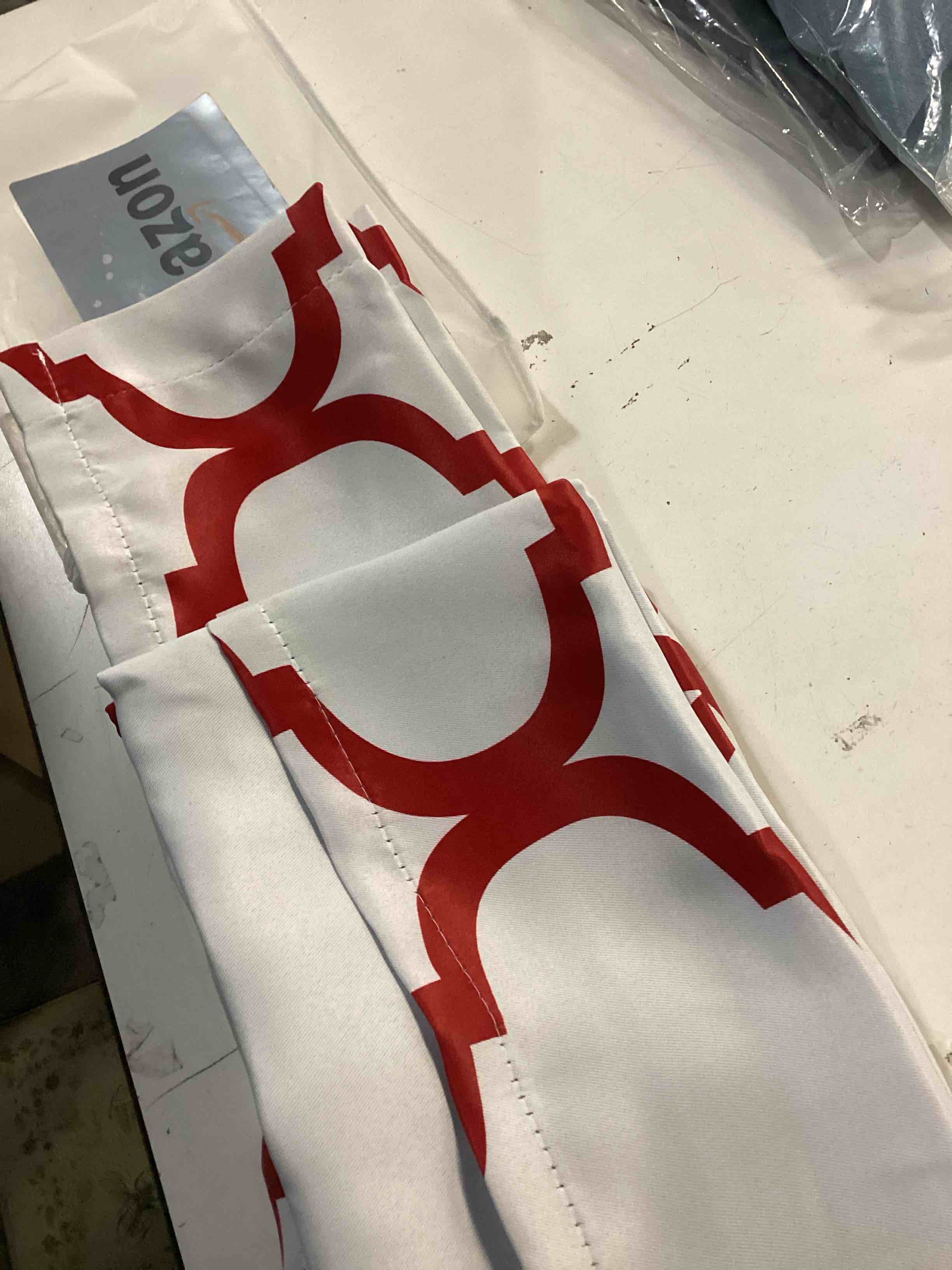 melodieux moroccan fashion room darkening blackout grommet curtain for bedroom kitchen small windows, 52 by 45 inch, off white/red (1 panel)