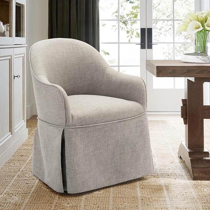 Modern Accent Armchair, 20 Inch Chair with Cover, Barrel Accent Back for Kitchen & Dining Room, Light Grey