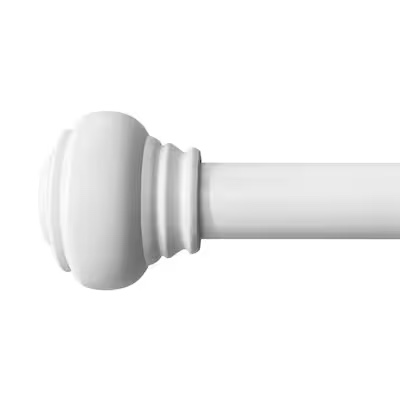 allen + roth 72-in to 144-in White Steel Single Curtain Rod with Finials 3804874