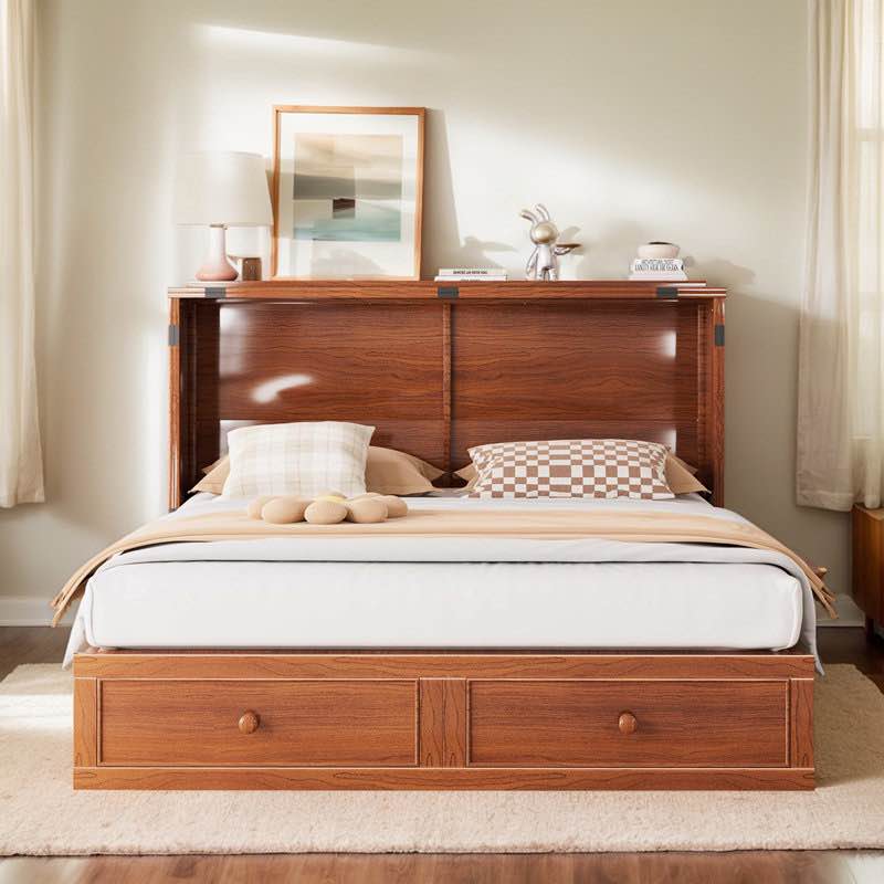 Queen Murphy Bed Cabinet With Folding Mattress, Chest Cabinets Wall Beds With Storage Drawer And Built In Socket & Usb Port, Sleeping Arrangement For Multipurpose Guest Room Home Office