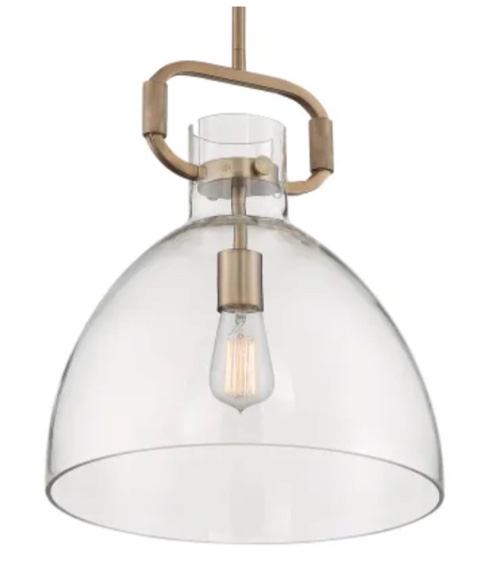 60/7142-Nuvo Lighting-Teresa-1 Light Bell Pendant in Traditional Style-14 Inches Wide by 16.5 Inches High-Burnished Brass Finish(incomplete missing glass piece)
