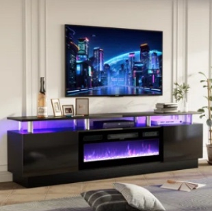 Keely 70'' TV Stand for TVs up to 80'' with Electric Fireplace and Adjustable Shelves(incomplete some hardware only)