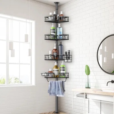 Saraih Stainless Steel Bathroom Towel Rack Tension Corner Shower Caddy Single Panel