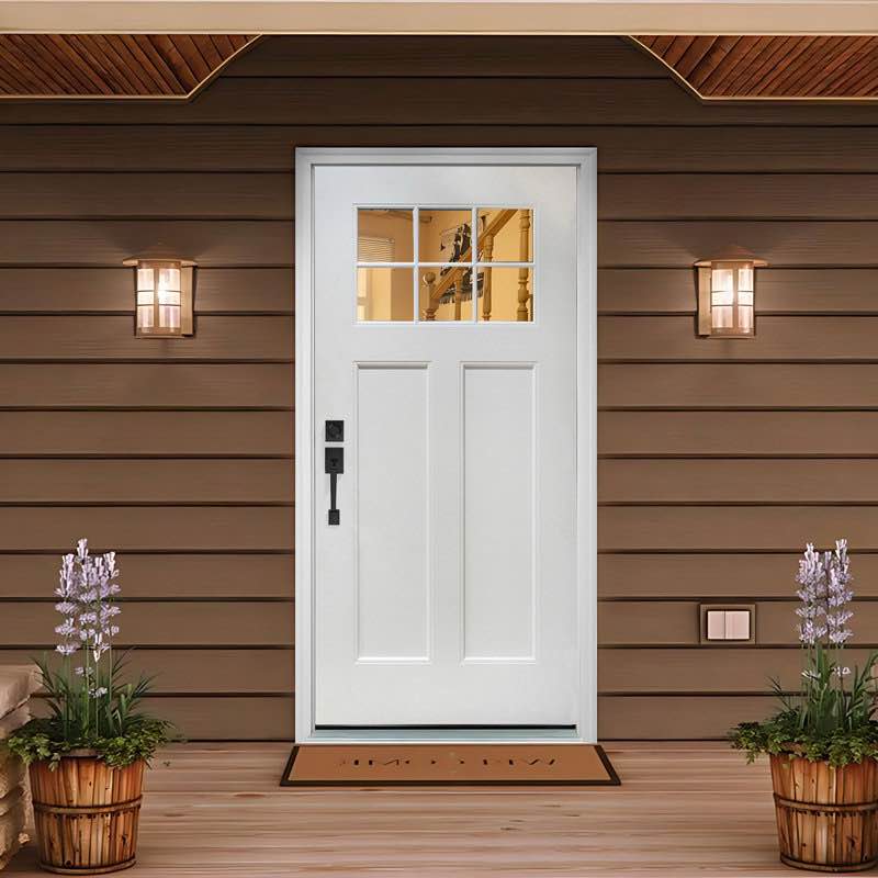 36*80 Fiberglass Door Knock-Down Primed Entry Door With Brickmould & Vinyl Frame