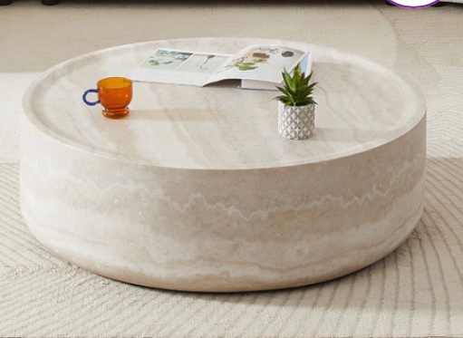 Vozelle 35.43'' Black Marble Round Coffee Table,Simple Modern Center Cocktail Table for Living Room office,No Need Assembly