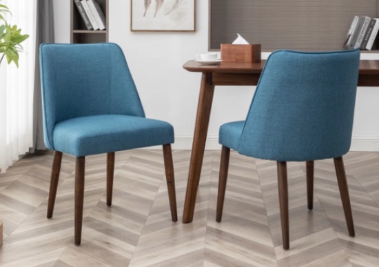 Karlia Fabric Dining Chairs with Wooden Legs