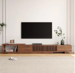 Roanoke 78"-103" Retracted Extendable TV Stand -Wood TV Console Media Cabinet with Storage,Walnut