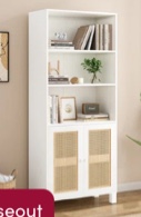 5 -Tier Storage Bookcase with 2 Doors And Adjustable Shelves