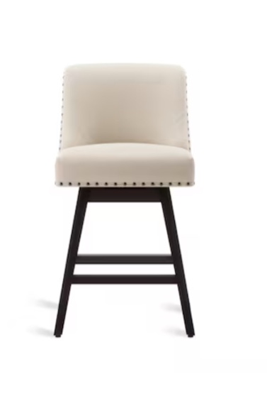 LUE BONA Linen Color 26-in H Counter height Square seat Upholstered Swivel Wood