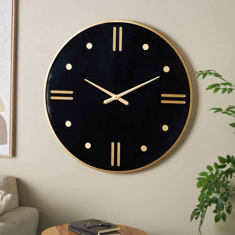 Cole And Grey Plastic Decorative Wall Clock With Gold Hands And Numbers
