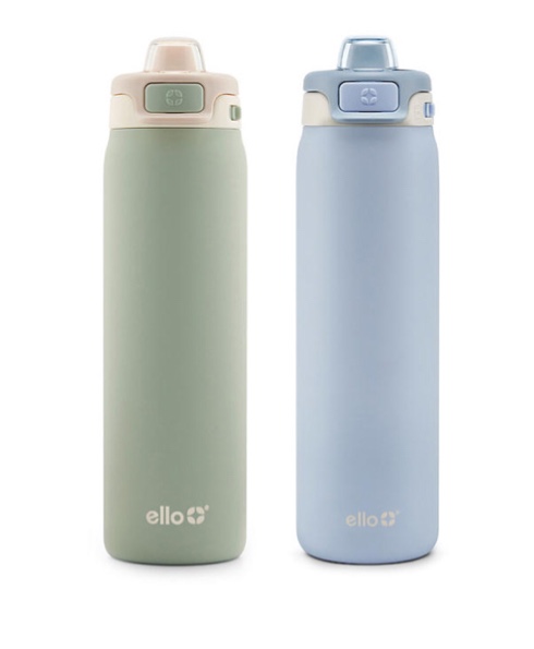   Ello Pop & Fill 22oz. 2-Pack Stainless Steel Water Bottle with Leak Proof Locking Lid