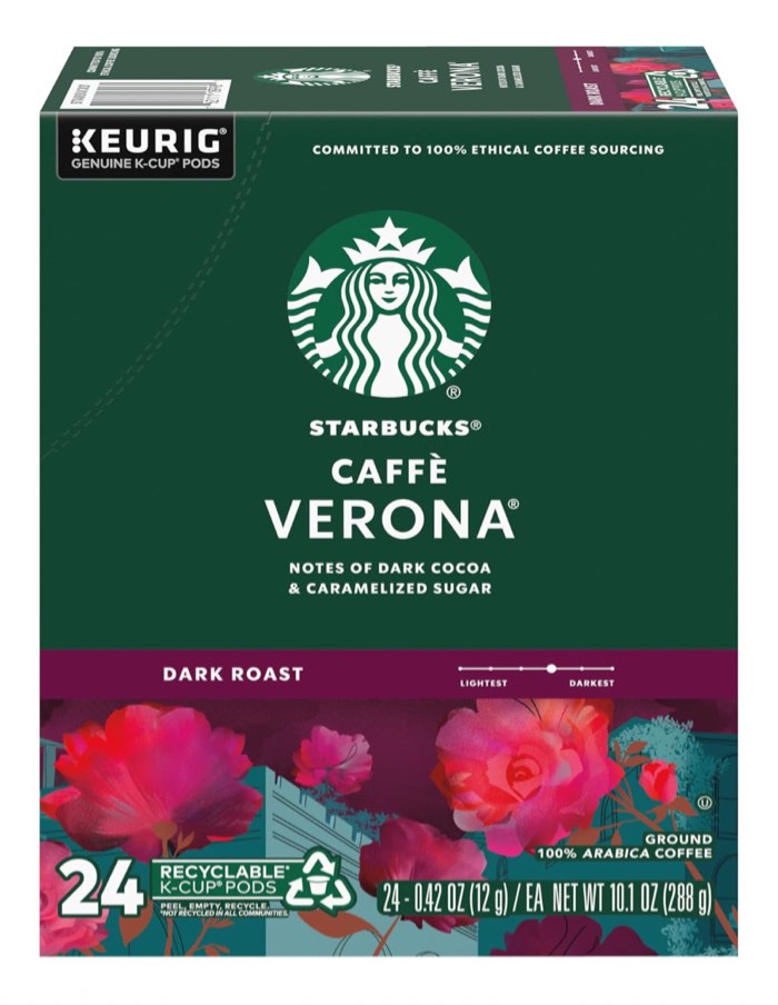 (BB Apr 16 2025) Starbucks  Caffe Verona Dark Roast K-Cups  24 Ct