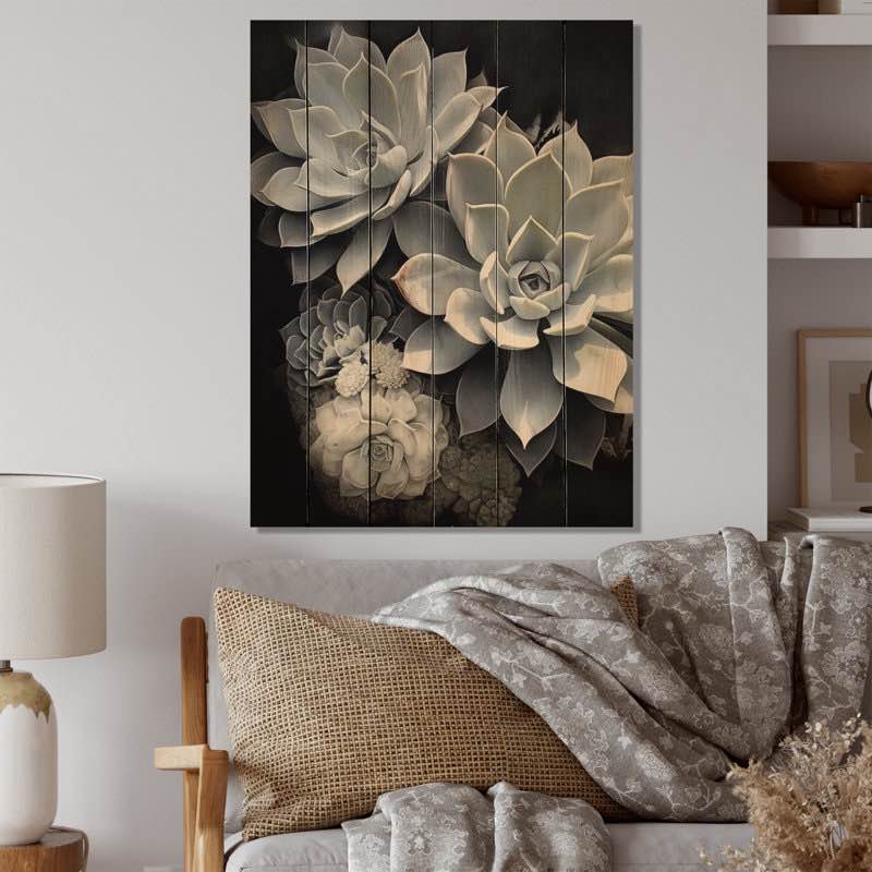 Gray White Resilience Succulent " 12 X 20”