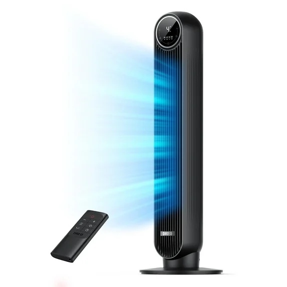 Dreo Nomad One Tower Fans for Home  24ft/s Velocity Quiet Cooling Fan  90° Oscillating Fans for Indoors with 4 Speeds - Black
