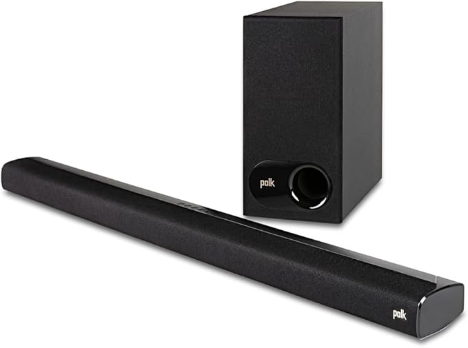 Polk Audio Signa S2 Sound Bar & Wireless Subwoofer – Exclusive VoiceAdjust Technology, Ultra-Slim Design, Works with 4K & HD TVs, HDMI & Optical, Bluetooth, Wireless Streaming