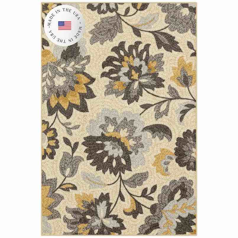 Sonoma Goods For Life Washable Throw & Kitchen, Entry or Laundry Room Rug, Gray Natural Floral, 36 Inch x 60 Inch 