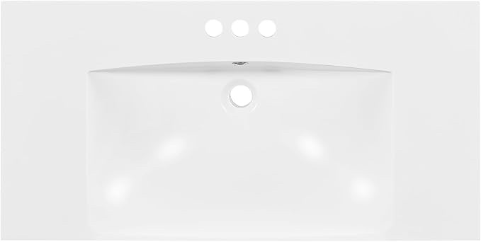 Condition photo showing New/Like New for Basin Only-36. 61X23.62X11.42 IN Undermount Rectangular 3 Hole Bathroom Sink, Fits 4 in. Center Faucet in White