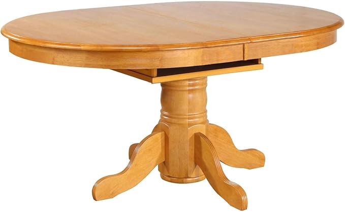 Condition photo showing Good Condition for Sunset Trading Oak Selections 66" Oval Extendable Wood Dining Table in Oak (only pedestal) 