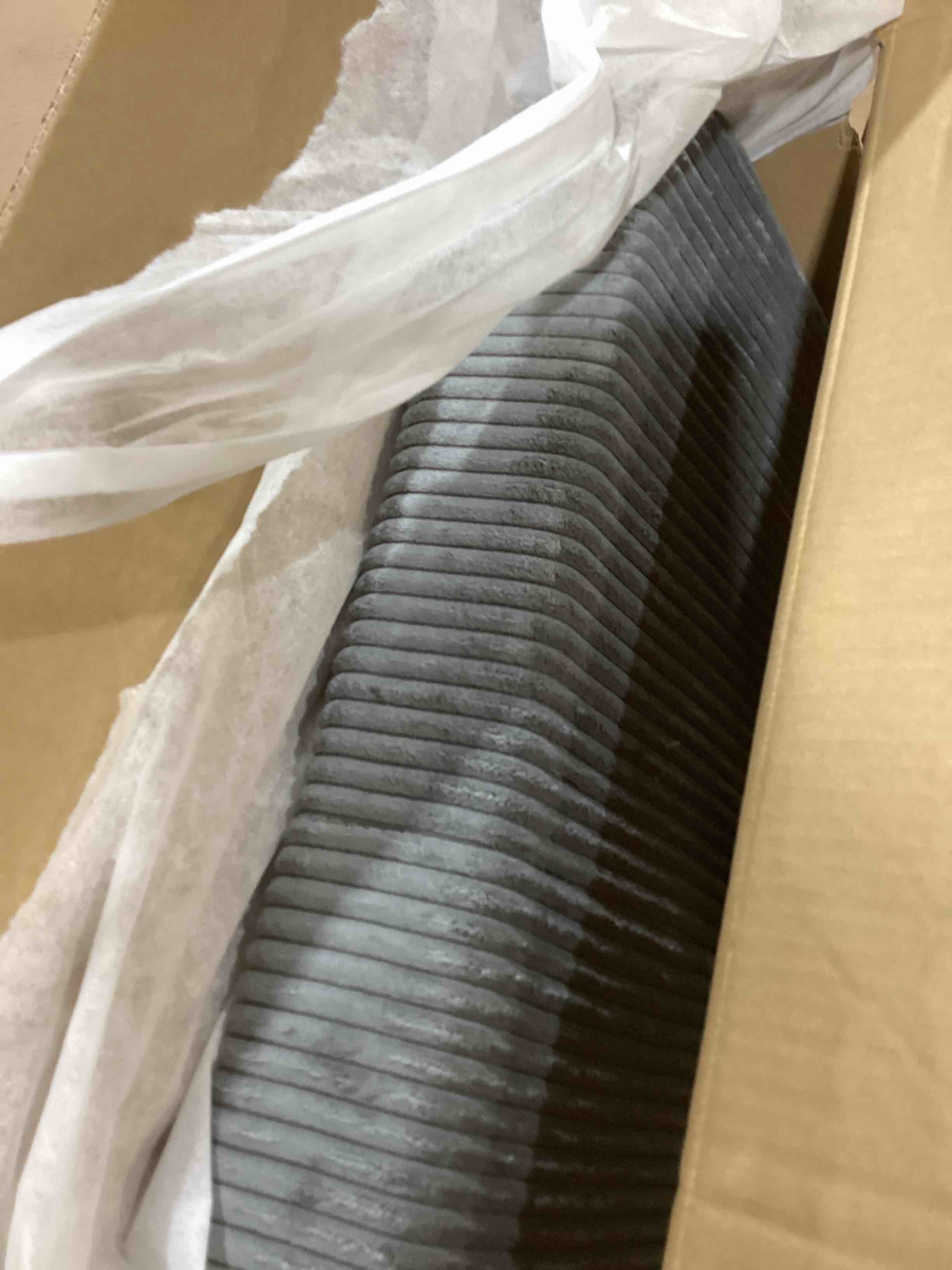 Condition photo showing Good Condition for Yaheetech Small Comfy Sofa Mini Loveseat Couch 2-Seater Armless Sofa Chair, Corduroy Fabric & Easy Assembly, for Small Spaces Living Room,Bedroom,Dorm,Office, Dark Grey