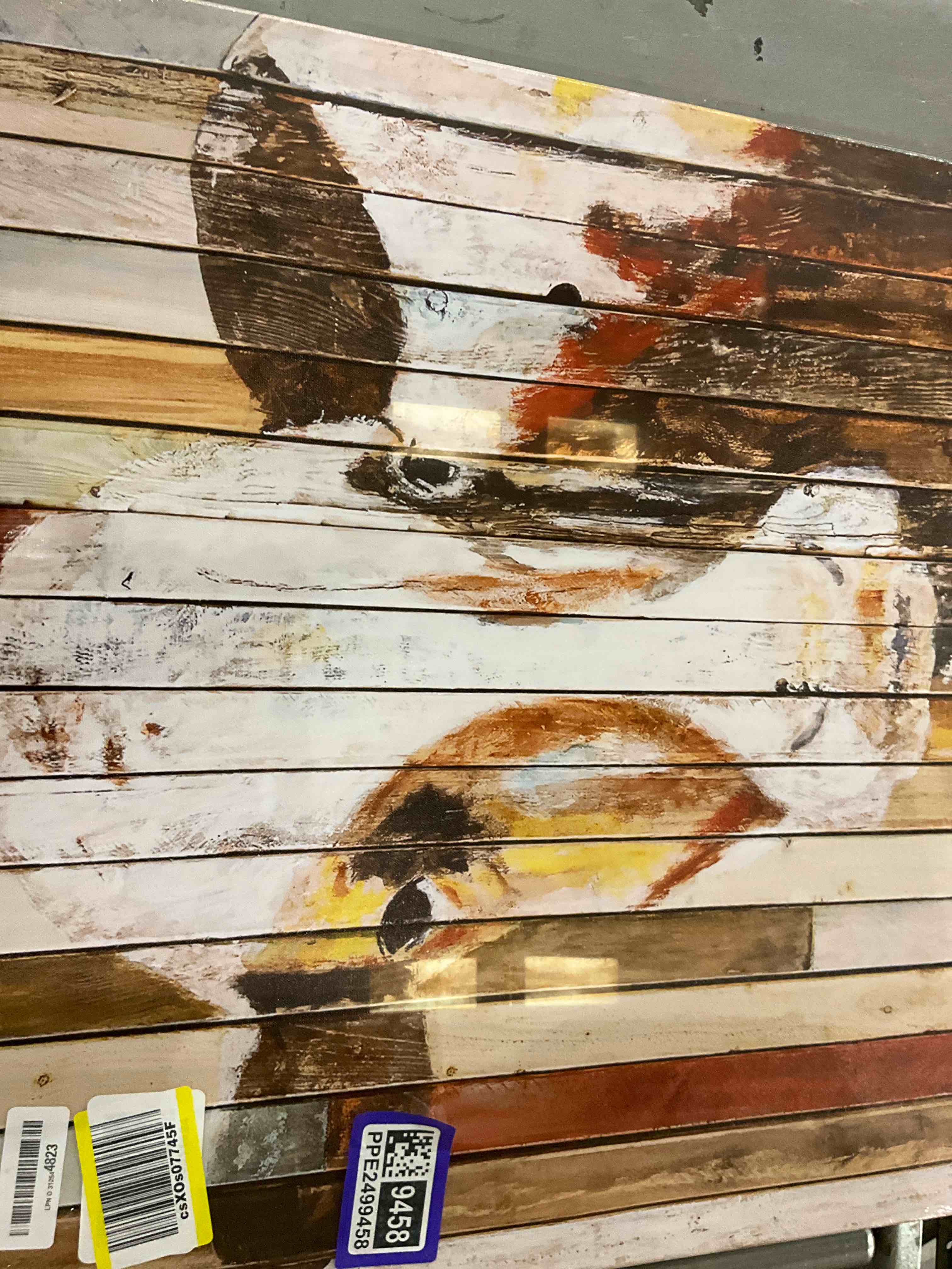 Canvbay Cow Wall Art Canvas Rustic Farm Animal on Vintage Wooden Board Picture Artwork Cattle Painting for Farmhouse Country Living Room Kitchen Decor 24x24inch