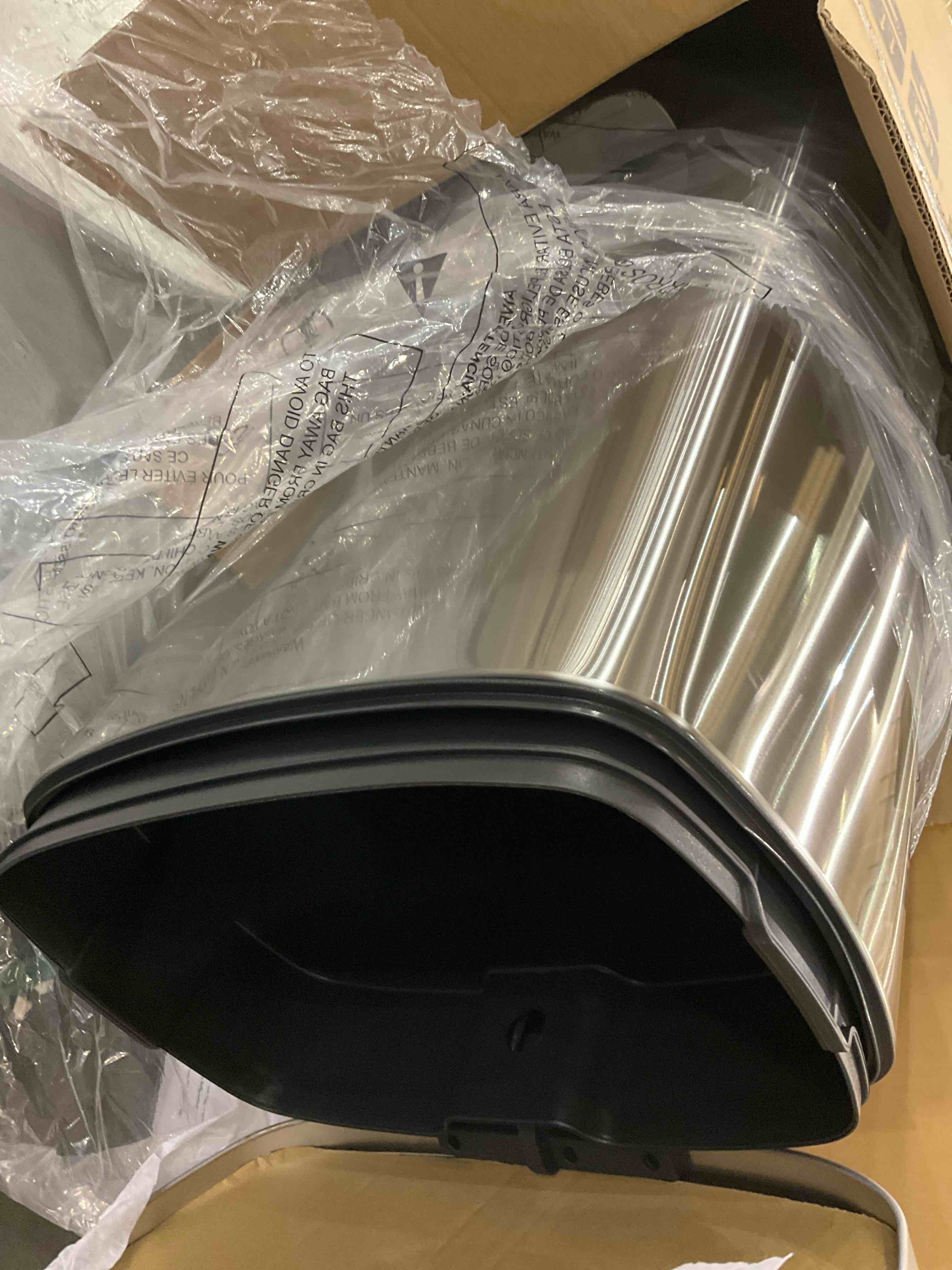silver trash bin 